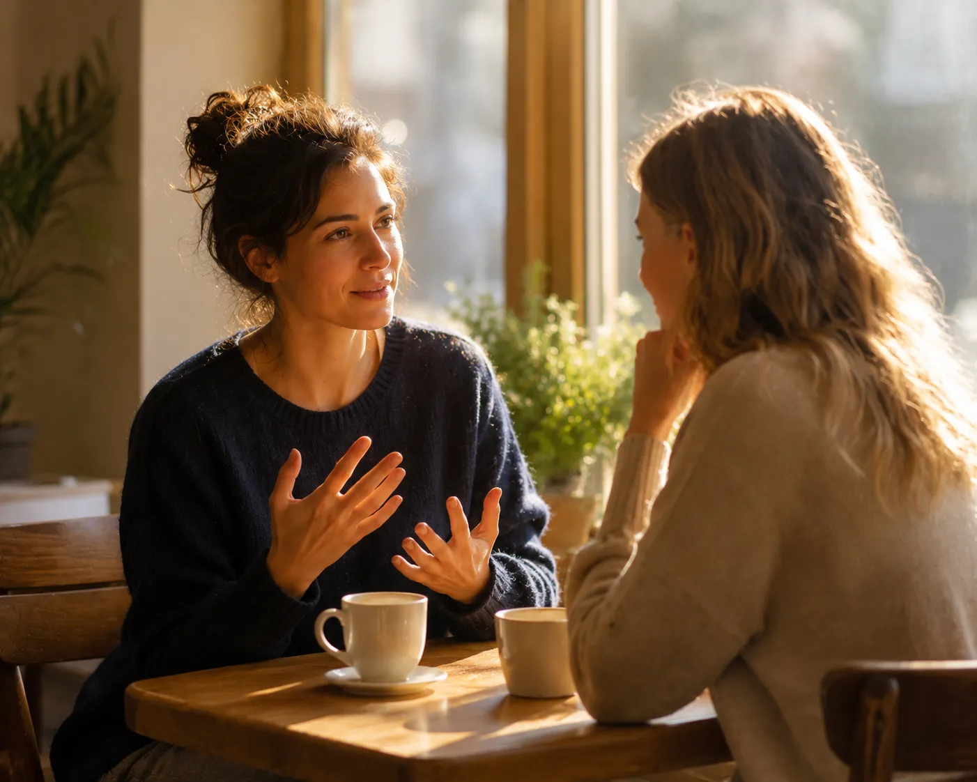Warm caf conversation
